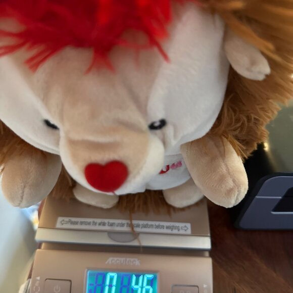 Hedgehug Plush Stuffed Animal 10" Soft Furry Brown Red Valentines Gift Fuzzy - Picture 8 of 8